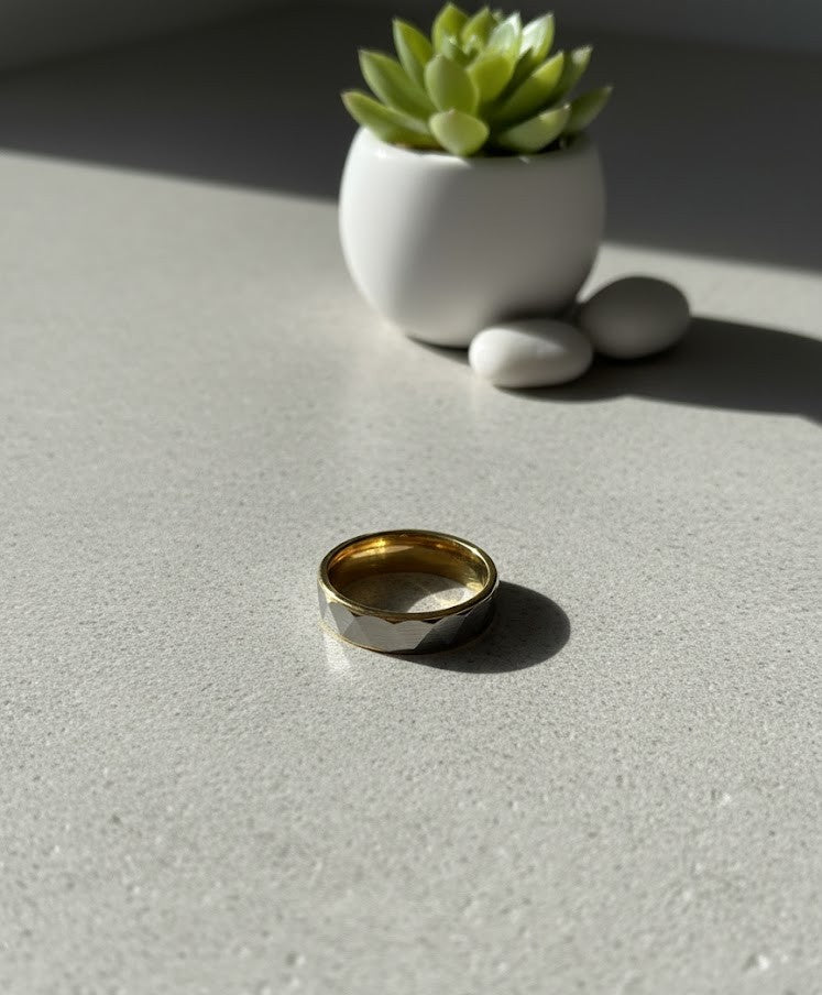 GOLD SİLVER GEOMETRİK YÜZÜK