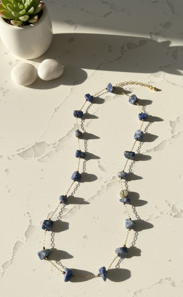 MAVİ - MOR TAŞLI KOLYE