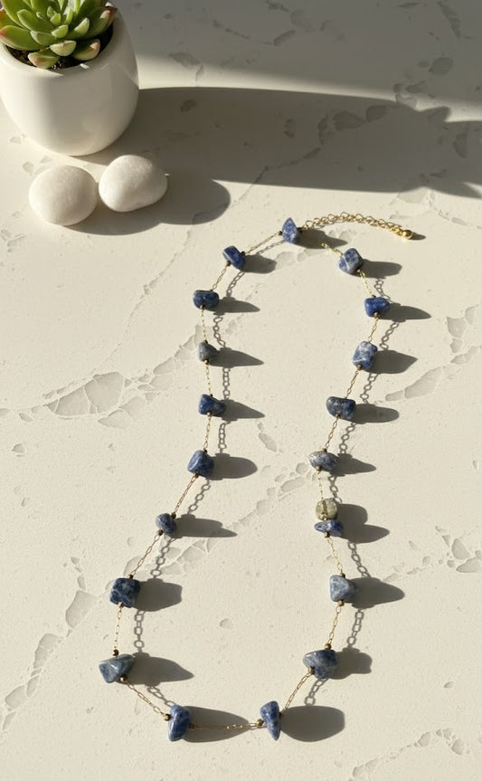 MAVİ - MOR TAŞLI KOLYE